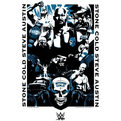 Boy's WWE Stone Cold Steve Austin Blue Poster T-Shirt 3 Boy's WWE Stone Cold Steve Austin Blue Poster T-Shirt